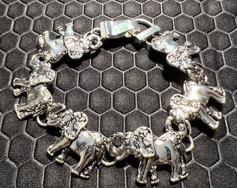 Elephant Bracelet Flowers Made of Sterling Silver