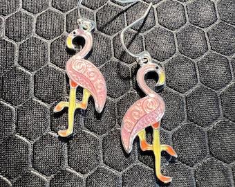 Flamingo Pink Earrings Made of Sterling Silver