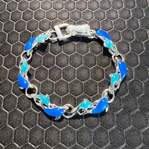 Dolphin Bracelet with Blue and Aqua Made of Sterling Silver