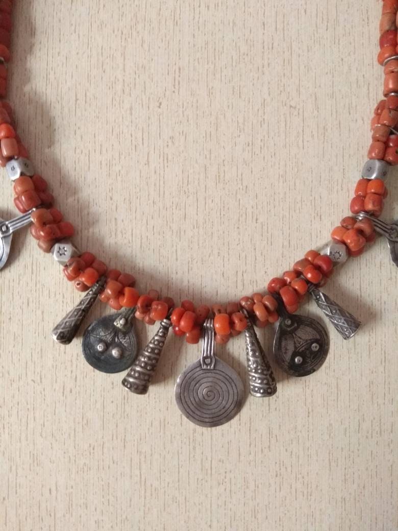 Antique Berber Necklace From Morocco With Old Silver Berber Pendants ...