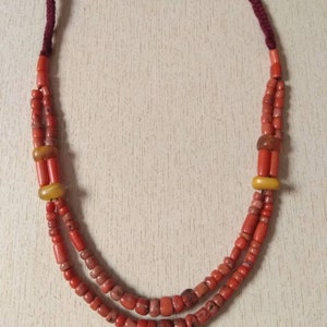 Antique Natural Amber and Coral Necklace From Morocco Old - Etsy