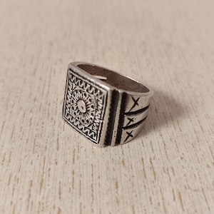 RARE !! Antique Silver Berber Ring from Morocco, Size US 10 1/2, Berber Rings, Moroccan Jewelry