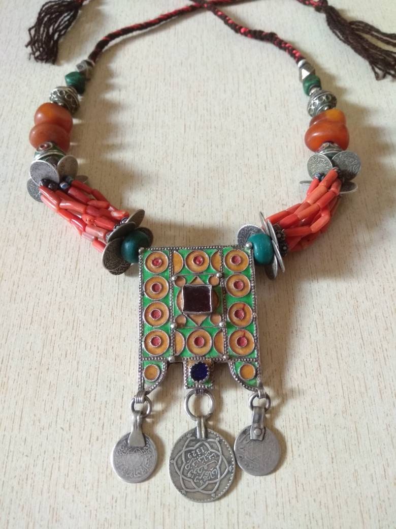 Antique Berber Necklace From Morocco With Old Coral Beads and - Etsy