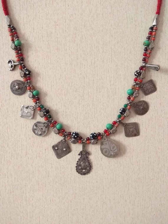 Antique Berber Necklace from Morocco with Berber … - image 9