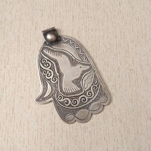 Moroccan Silver Hand of Fatima Pendant: Berber Khamsa Jewelry
