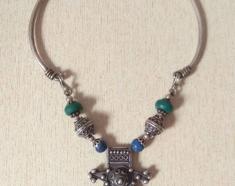Antique Silver Berber Necklace from Morocco, Berber Necklaces, Moroccan Jewelry