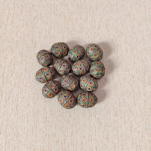Set of 13 Small Silver Berber Tagmout Beads Pendants from Morocco with Enamel, Berber Pendants, Moroccan Jewelry