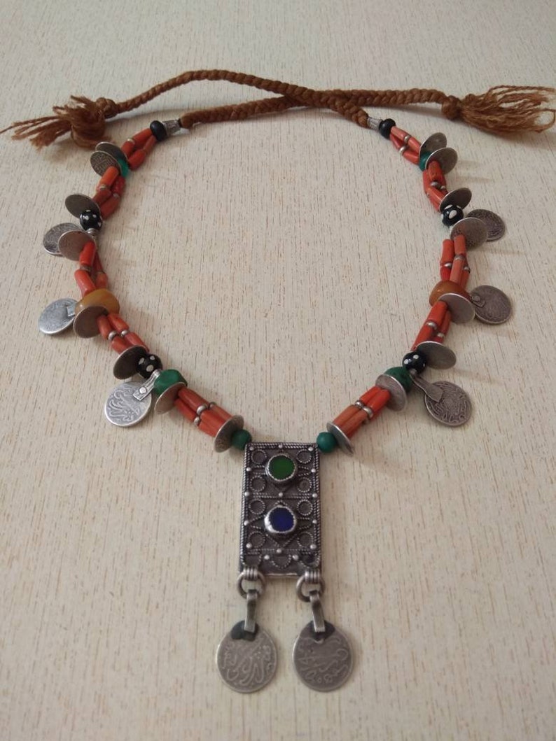 Collier Berbère Ancien En Argent Massif Ben Yenni - Bijou Traditionnel Antique, Occasion, Pièce Ethnique