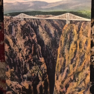 Lovely Linen 1930-44 Cartão postal da maior ponte suspensa do mundo Royal Gorge, no Colorado