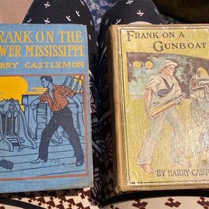Two Antique Frank on the Lower Mississippi and Frank on a Gunpoint by Harry Castlemon 1892 and 1930s