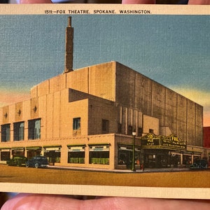 Belle carte postale antique de linge de fox de théâtre à Spokane, Washington