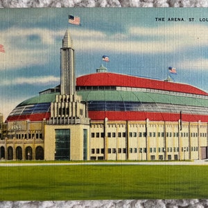 Antikes Leinen Postkarte The Arena in St Louis, Missouri