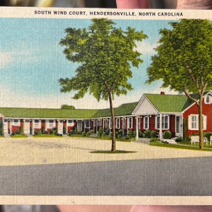 Belle carte postale antique de South Wind Court à Hendersonville, Caroline du Nord