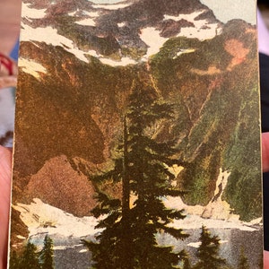 Belle carte postale colorisée antique du lac Silver près de Monte Cristo à Washington 1910
