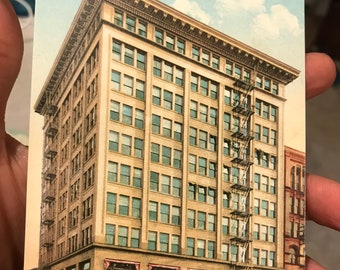 Beautiful Antique Postcard Colorized Postcard of Corbett Building in Portland, Oregon