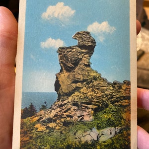 Antike Leinen Postkarte von The Rock at Cap Chat, Gaspe in Quebec