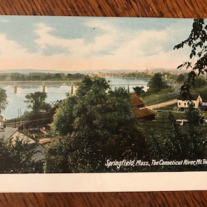 Wunderschöne Antike Postkarte 1900er Jahre Springfield Massachusetts Connecticut River mit Mt Tom