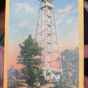Fabelhafte antike Leinen Postkarte Stahl Aussichtsturm, Aufzug Service im Hot Springs National Park, Arkansas