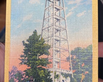 Fabulous Antique Linen Postcard Steel Observation Tower, Elevator Service at Hot Springs National Park, Arkansas