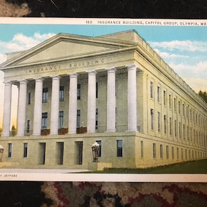 Carte postale antique d’Insurance Building Capital Group à Olympia Washington vers les années 1930