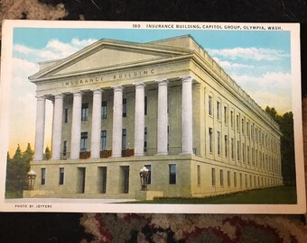 Antique Postcard of Insurance Building Capital Group in Olympia Washington c 1930s