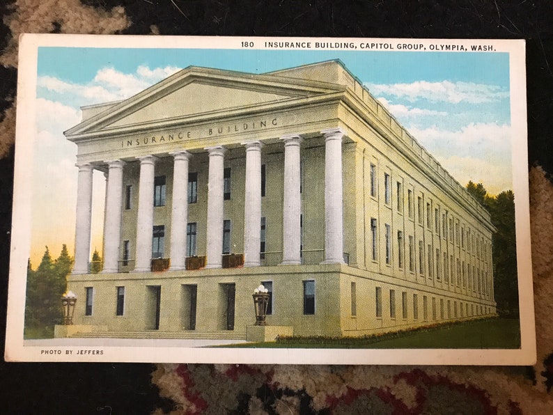 Antique Postcard of Insurance Building Capital Group in Olympia Washington c 1930s