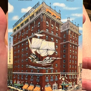 Lindo cartão postal de linho antigo do Hotel Mayflower em Jacksonville, Flórida