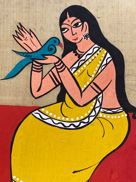 Acrylic painting on canvas/Jamini Roy painting /Indian folk art / acrylic  painting for beginners - YouTube