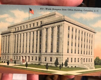Gorgeous Antique Linen Postcard of Wade Hampton State Office Building in Columbia South Carolina