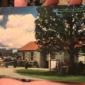 Wunderschöne Antike Leinen Postkarte der Dorfschmiede in Greenfield Village, Dearborn, Michigan