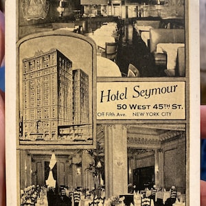 Belle carte postale antique en noir et blanc de l’hôtel Seymour le 45 à New York