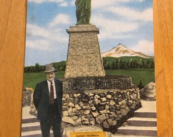 Petersen Rock and Miniaturized Buildings Garden in Bend Oregon Deschutes Colorized Postcard