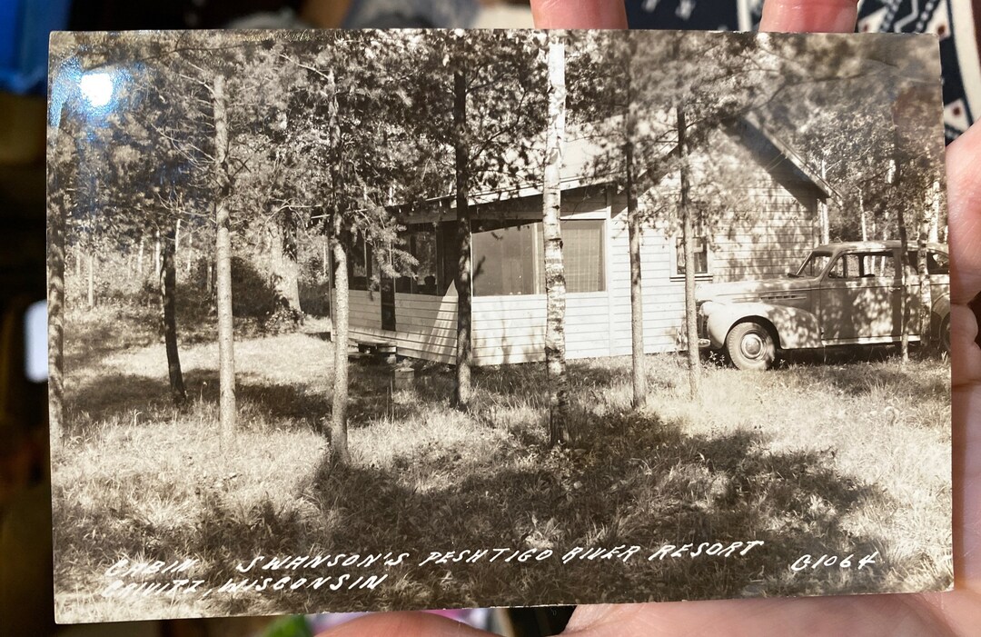 Lovely RPPC Real Photo Postcard of Cabin at Swansons Peshtigo River