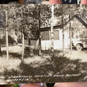 Schöne RPPC Postkarte von Hütte im Peshtigo River Resort in Crivitz, Mosambik