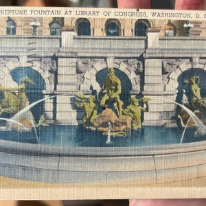 Cool Antique Postcard of Neptune Fountain alla Library of Congress di Washington DC
