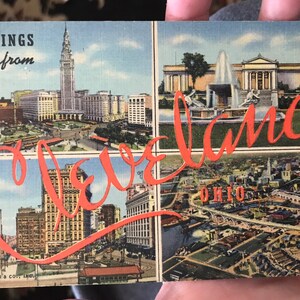 Lindo cartão postal de linho antigo de Cleveland Ohio de 1952