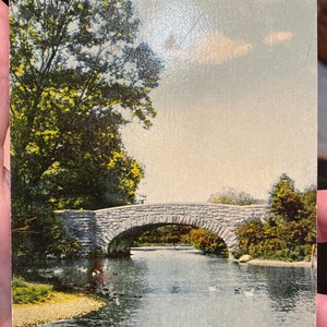 Fabelhafte antik kolorierte Postkarte von Bridge in Franklin Park in Boston, Massachusetts 1930
