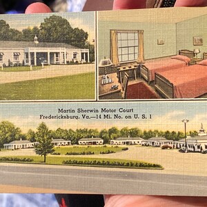 Carte postale antique fantastique de linge de Martin Sherwin Cour de moteur à Fredericksburg, La Virginie