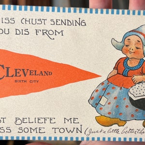 Lindo cartão postal de linho antigo da querida garota holandesa de Cleveland, Ohio