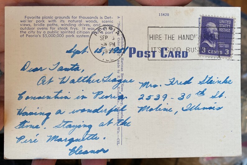 Illinois Beautiful Antique Linen Postcard of Detweiler Park Picnic Grounds in Peoria