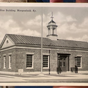 Carte postale antique cool du nouveau bâtiment du bureau de poste à Morganfield, Kentucky