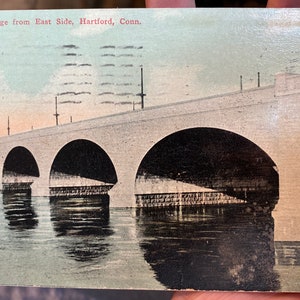 Fabuloso cartão postal antigo da Hartford Bridge do East Side, Hartford, Connecticut