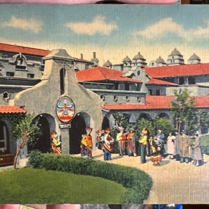Schöne Antike Leinen Postkarte von Indian building und Alvarado Hotel, Albuquerque, New Mexico