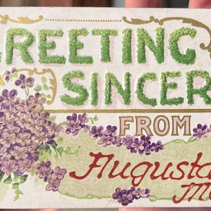 Cartão postal antigo e legal de saudação sincera de Augusta, Maine, 1910