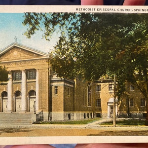 Antike Leinen Postkarte von Methodist Episcopal Church in Springfield, Tennessee