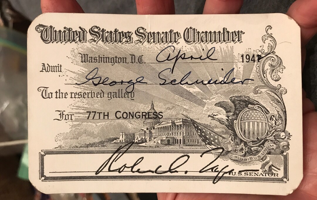 1942 United States Senate Chamber, 77th Congress Signed by Senator ...