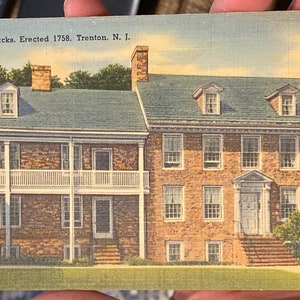 Schöne Antike Leinen Postkarte der Alten Kaserne, 1758 in Trenton, New Jersey