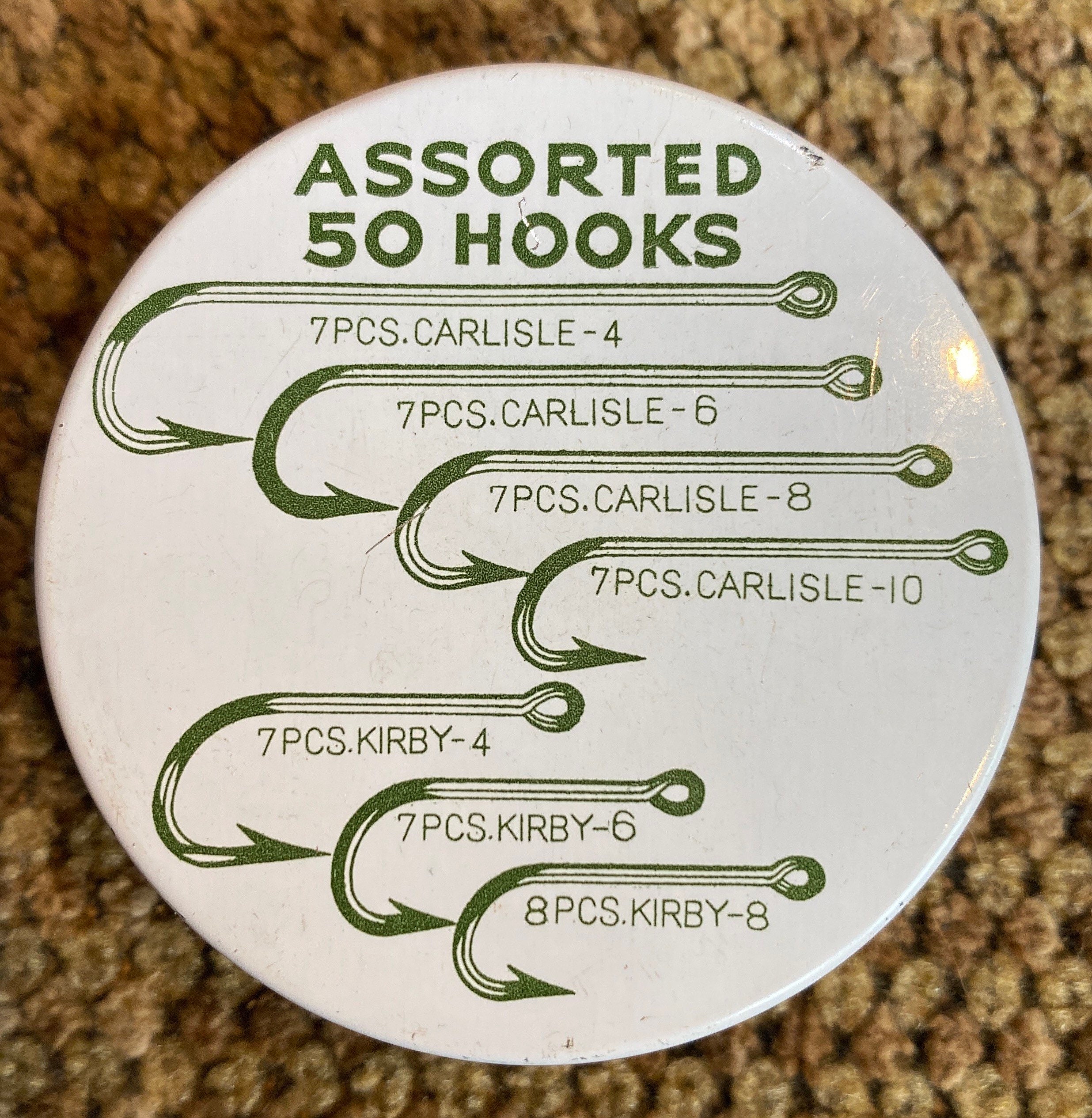 Fabulous Vintage Tin of 50 Assorted Fishing Hooks No JH-50 by