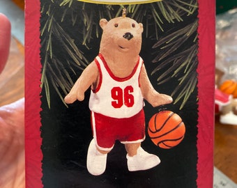 Darling Hallmark Keepsake Ornament “Bounce Pass” with springy basketball 1996