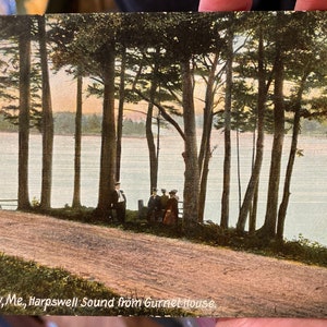 Cartão postal antigo legal de Casco Bay, Maine em Harpswell Sound da Gurnet House